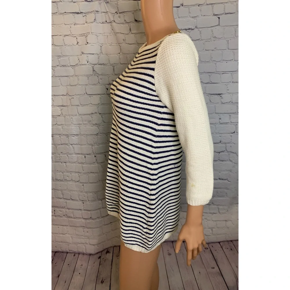 H & M Blue & White Stripped Long Sweater size small